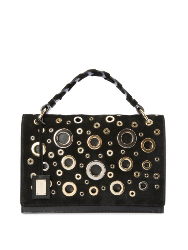 BLUMARINE: Sacs bandoulière - Eyelets detailed suede bag