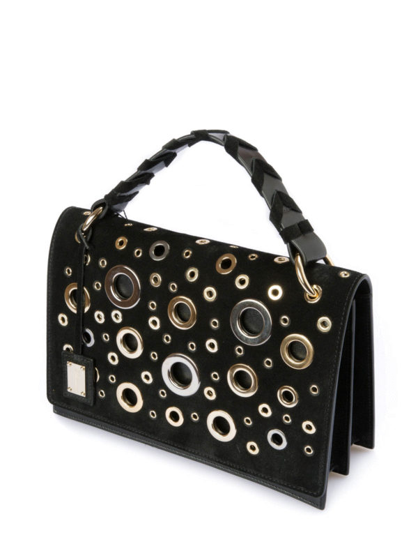 BLUMARINE: Sacs bandoulière online - Eyelets detailed suede bag