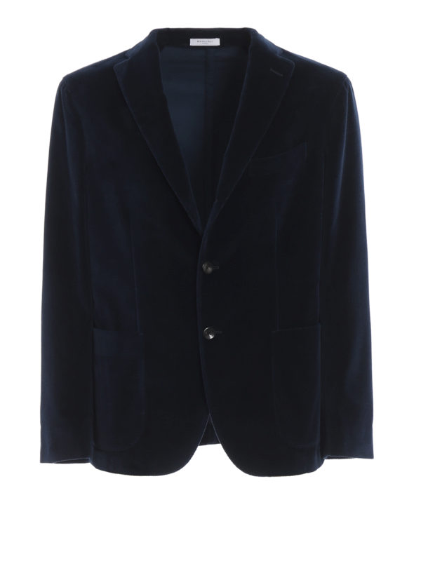 BOGLIOLI: blazers - Blue velvet blazer