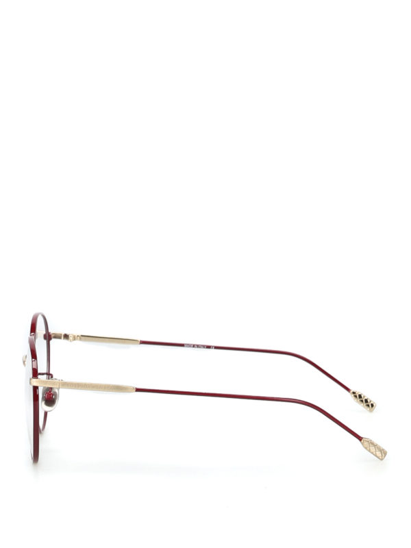 BOTTEGA VENETA: Glasses online - Super thin dark red frame round lens glasses