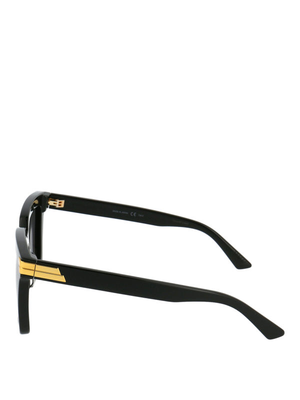 BOTTEGA VENETA: sunglasses online - Gold-tone insert black squared sunglasses