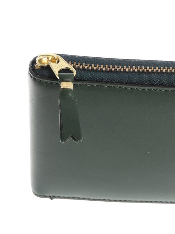 Bottle green color leather wallet shop online: COMME DES GARÇONS WALLET