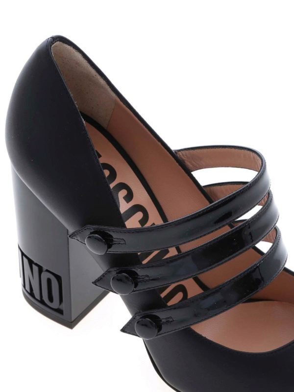 Branded heel pointed toe pumps in black shop online: MOSCHINO