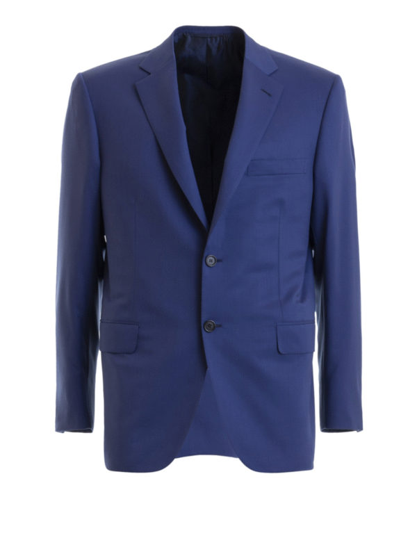 BRIONI: blazers - Blue virgin wool blazer jacket