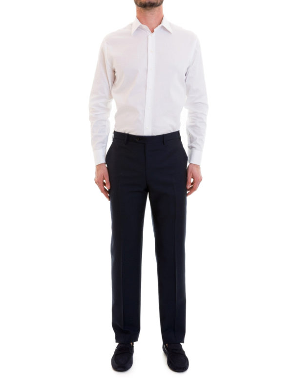 BRIONI: Tailored & Formal trousers online - Blue wool tailored trousers