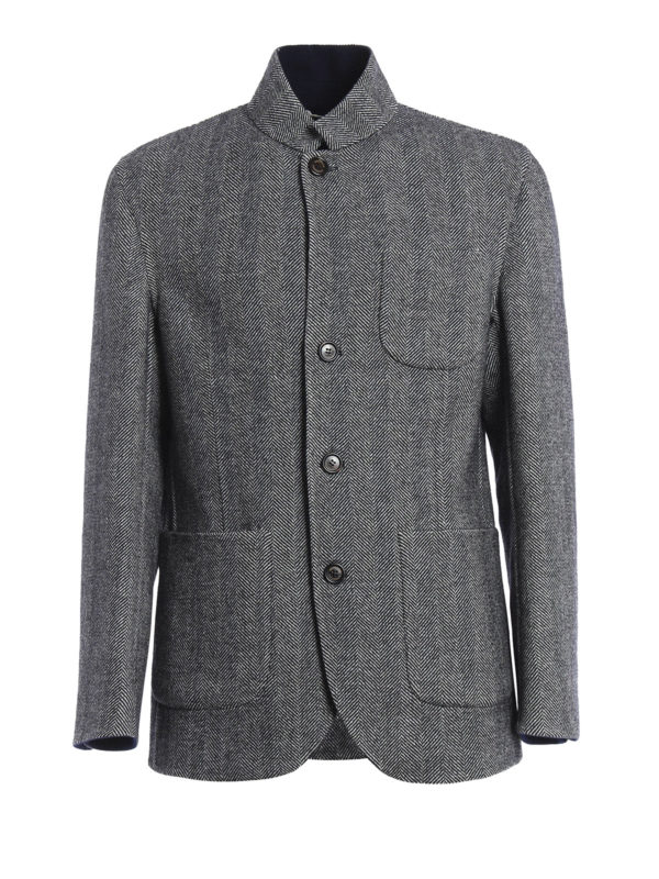 BRUNELLO CUCINELLI: blazers - Herringbone wool jacket