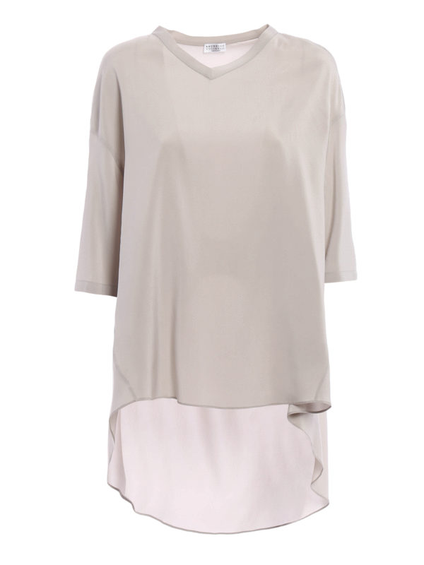 BRUNELLO CUCINELLI: Blusas - Blusa Gris Claro