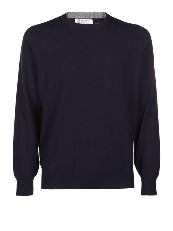 BRUNELLO CUCINELLI: crew necks - Ribbed edges detail cashmere crew neck