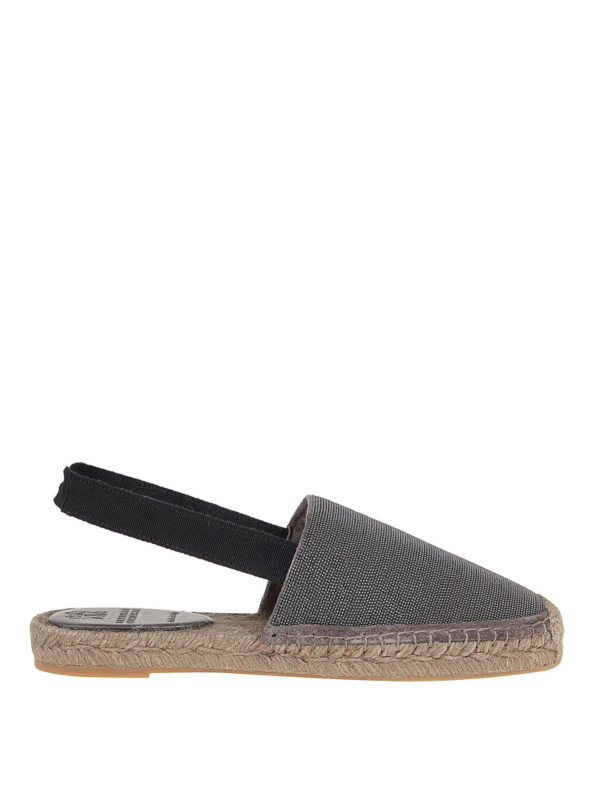 BRUNELLO CUCINELLI: espadrilles - Slingback calfskin and raffia espadrilles