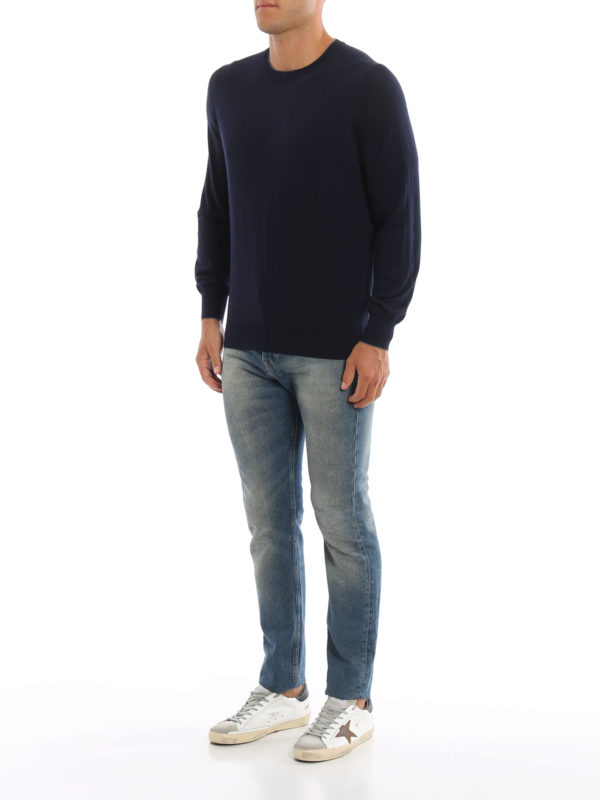 BRUNELLO CUCINELLI: Strickpullover mit Rundhalsausschnitt online - Rundhalspullover - Dunkelblau