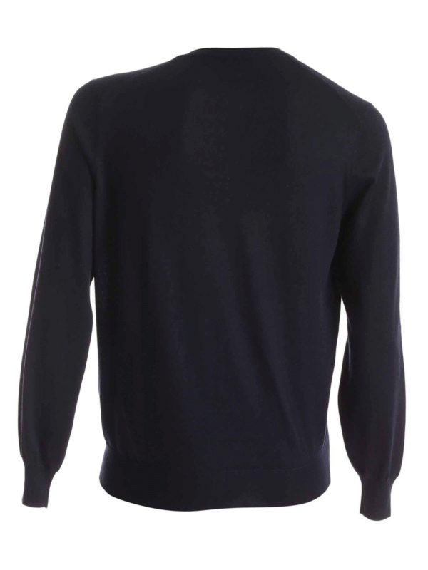 BRUNELLO CUCINELLI: knitwear online - Grey edges pullover in dark blue