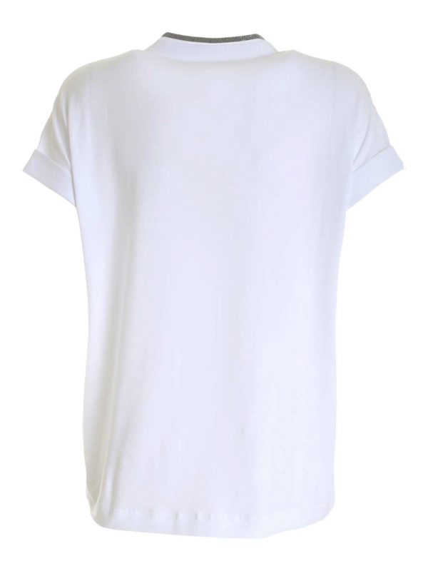 BRUNELLO CUCINELLI: t-shirts online - Embellished neckline T-shirt in white