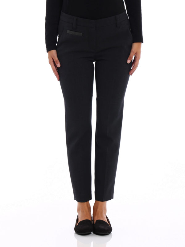Dark grey wool cigarette trousers