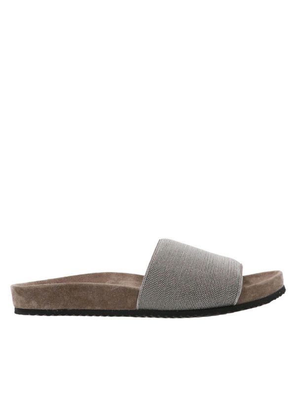 BRUNELLO CUCINELLI: sandals - Precious sandals in silver color