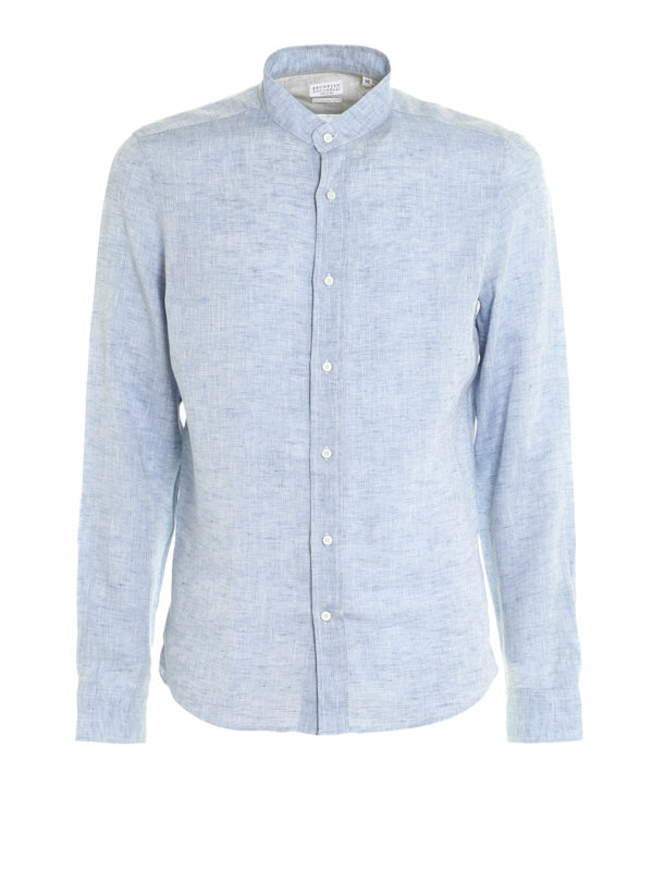BRUNELLO CUCINELLI: shirts - Guru collar linen shirt