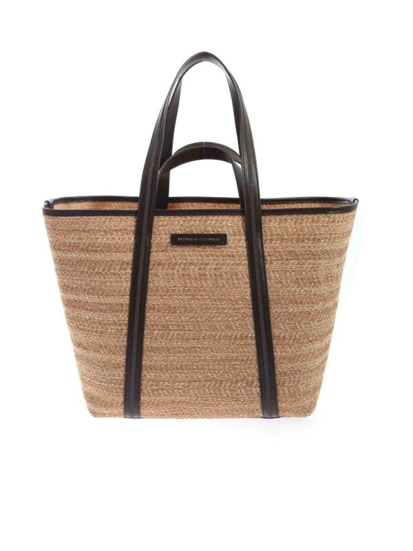 BRUNELLO CUCINELLI: shoulder bags - Raffia bag in beige