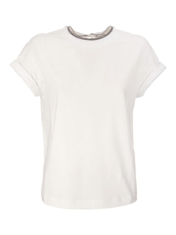 BRUNELLO CUCINELLI: t-shirts - Embellished jersey T-shirt
