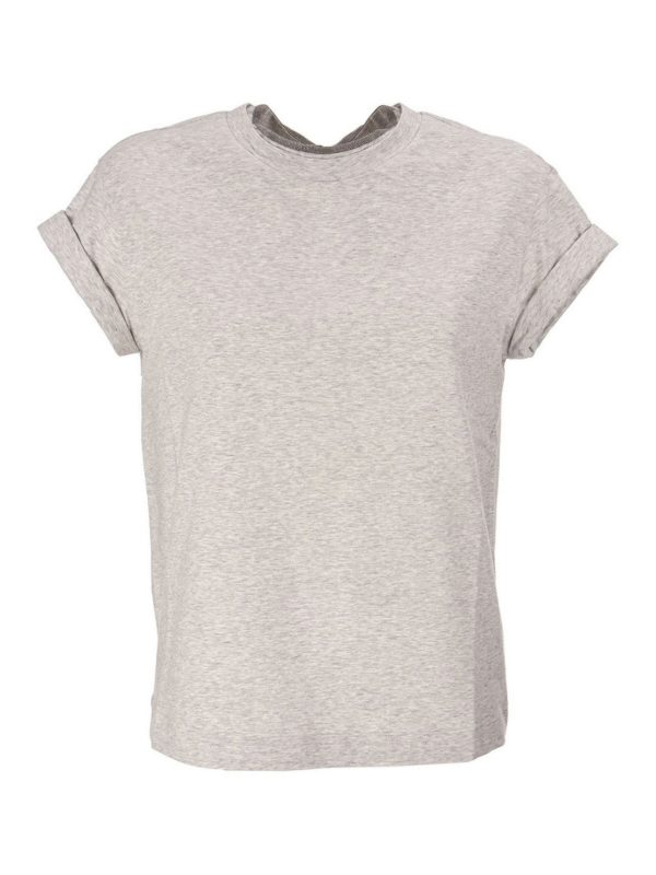 BRUNELLO CUCINELLI: t-shirts - Embellished jersey T-shirt