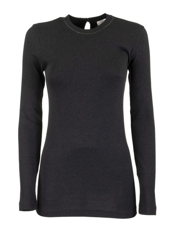 BRUNELLO CUCINELLI: t-shirts - Monili insert crewneck T-shirt