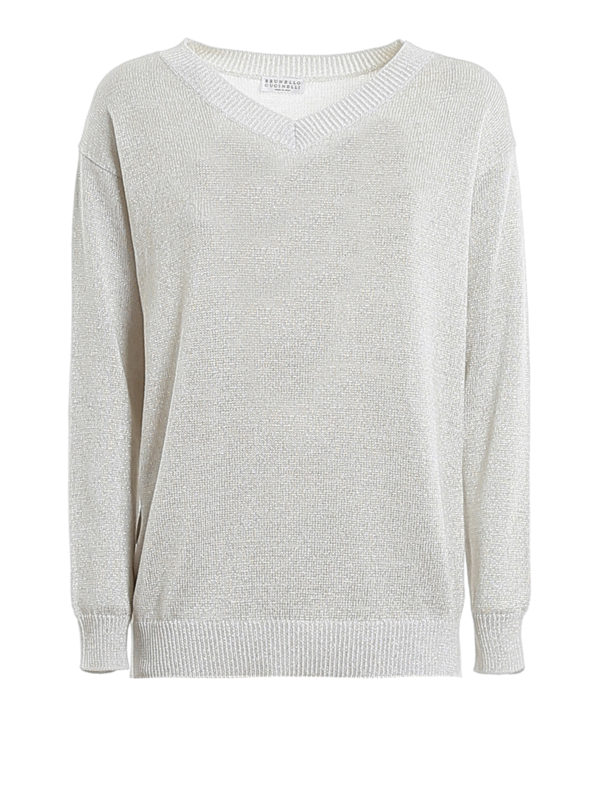 BRUNELLO CUCINELLI: Col en V - Pull À Col V - Blanc