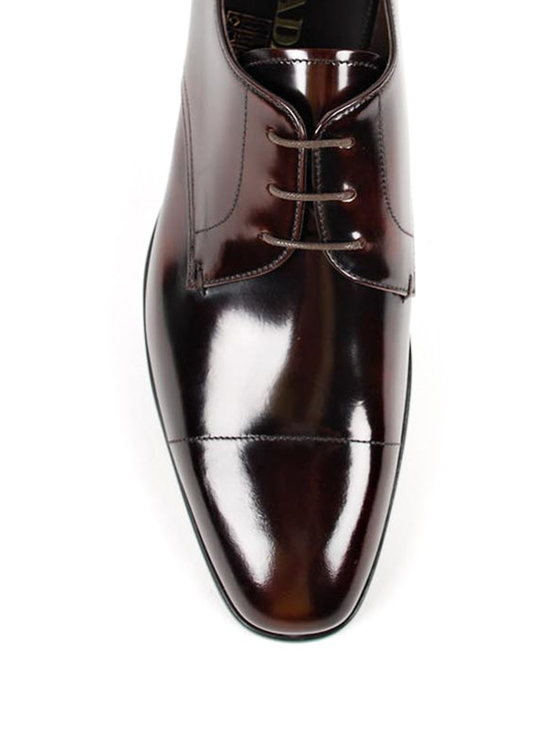 Brushed leather derby shoes shop online: PRADA