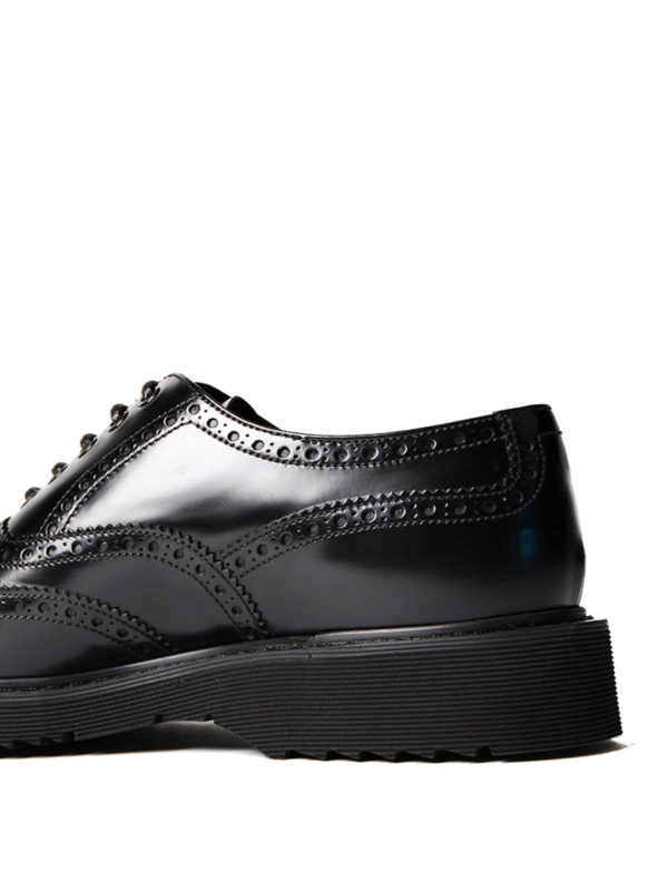 Brushed leather Oxford brogues shop online: PRADA