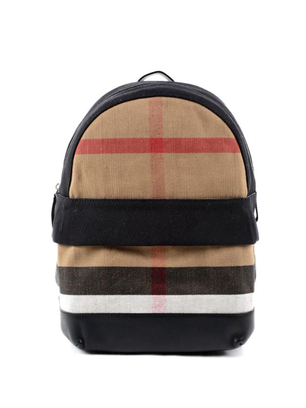 BURBERRY: backpacks - Check canvas backpack