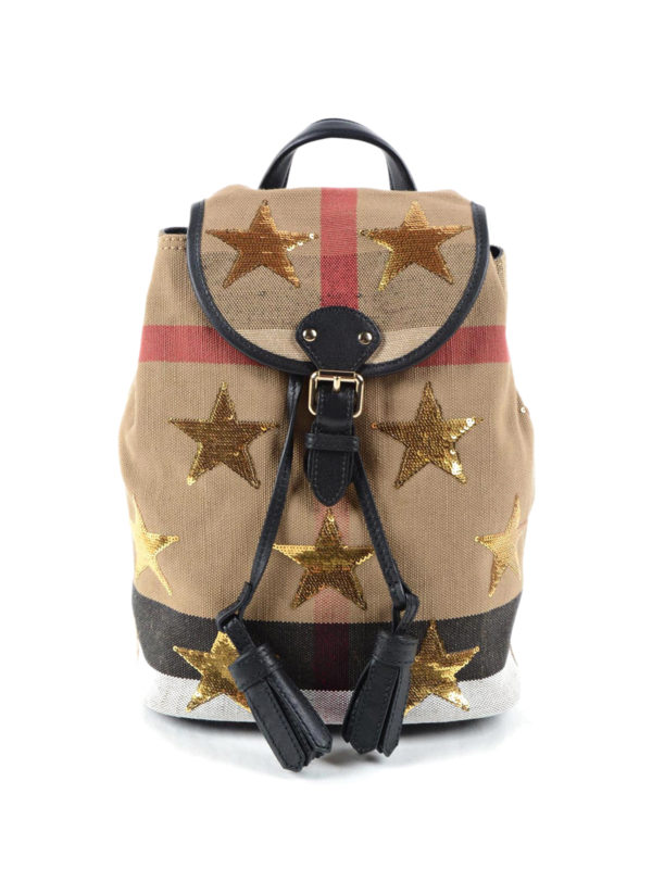 BURBERRY: Sacs à dos - Check canvas mini backpack