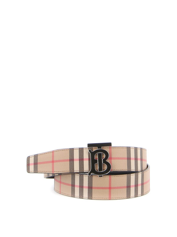 BURBERRY: belts - E-canvas and leather reversible belt