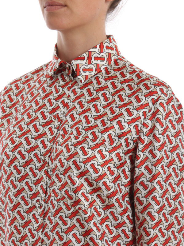 BURBERRY buy online Godwit monogram print silk shirt
