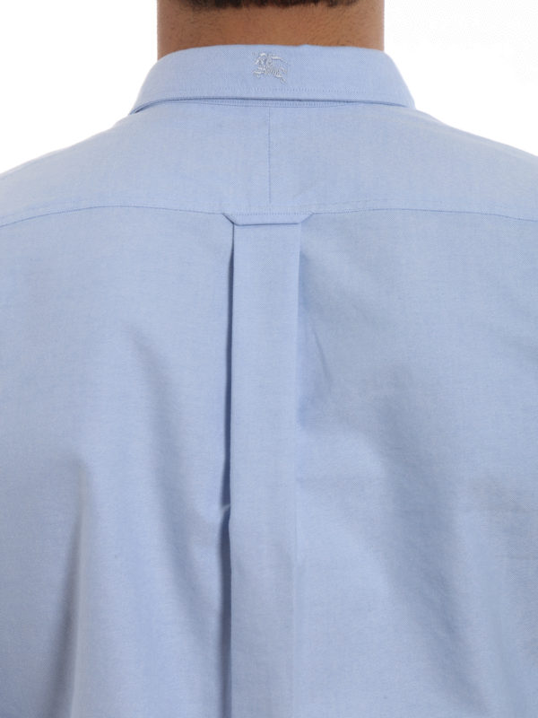 BURBERRY buy online Light blue Harry shirt with check-faced cuffs