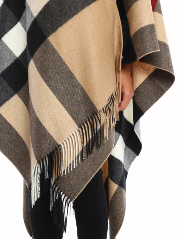 BURBERRY buy online Mega Check cashmere poncho