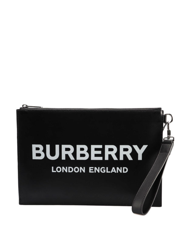 BURBERRY: clutches - Edin contrasting logo leather pouch