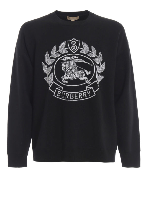 BURBERRY: Strickpullover mit Rundhalsausschnitt - Rundhalspullover - Schwarz