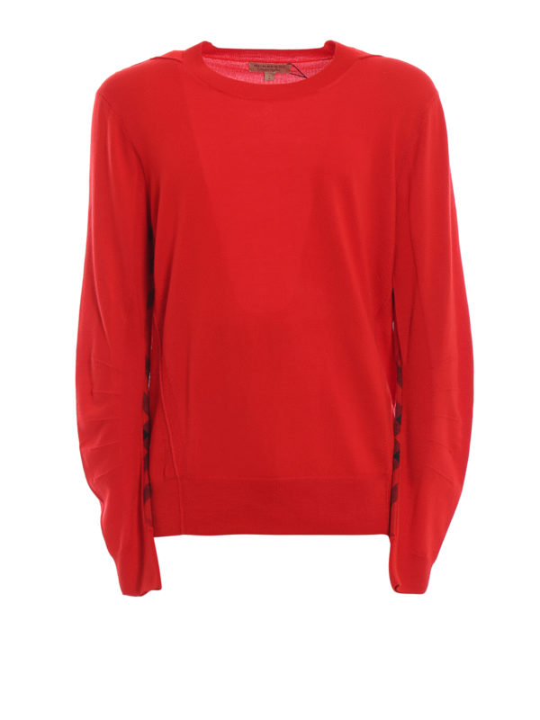 BURBERRY: crew necks - Bright red Carter wool sweater