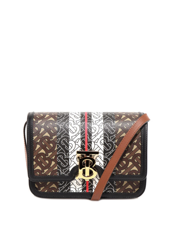 BURBERRY: cross body bags - All-over TB monogram patterned e-canvas bag