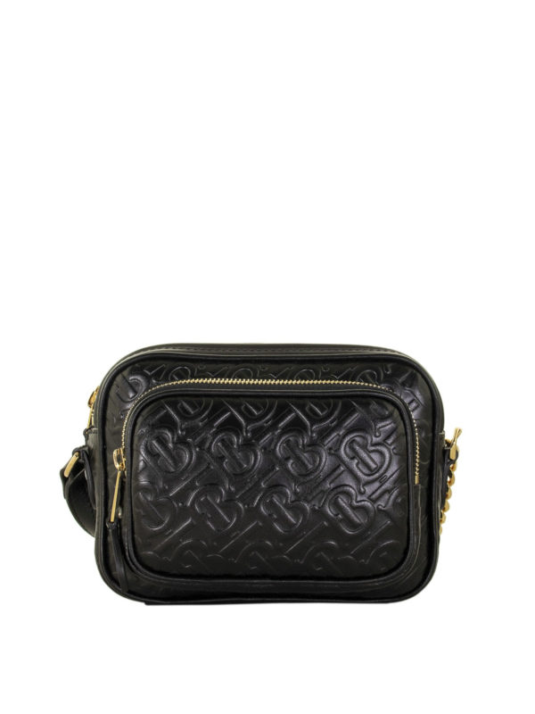 BURBERRY: cross body bags - Embossed monogram leather camera bag