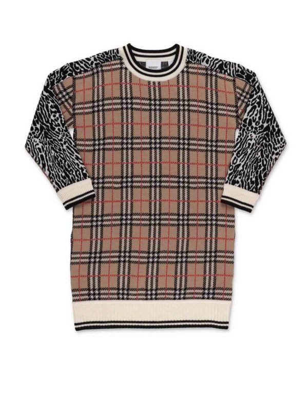 BURBERRY: knitwear - Knit Leopard pullover in beige