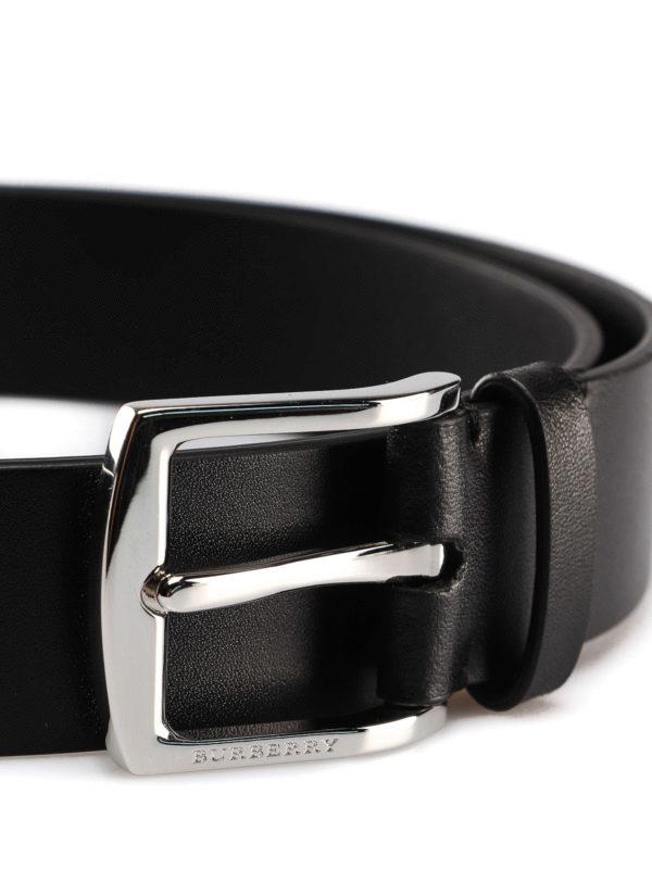 BURBERRY: belts online - Gray black leather belt