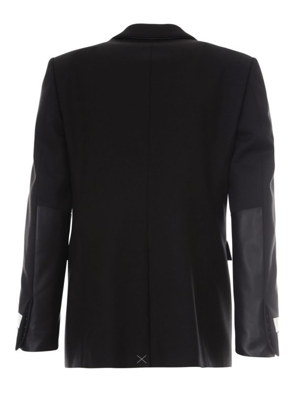 BURBERRY: blazers online - Leather cuff wool blazer