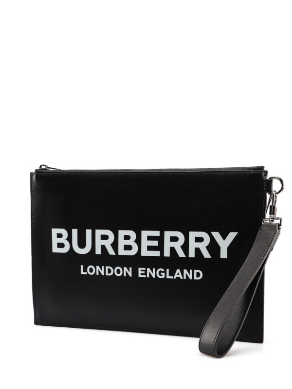 BURBERRY: clutches online - Edin contrasting logo leather pouch