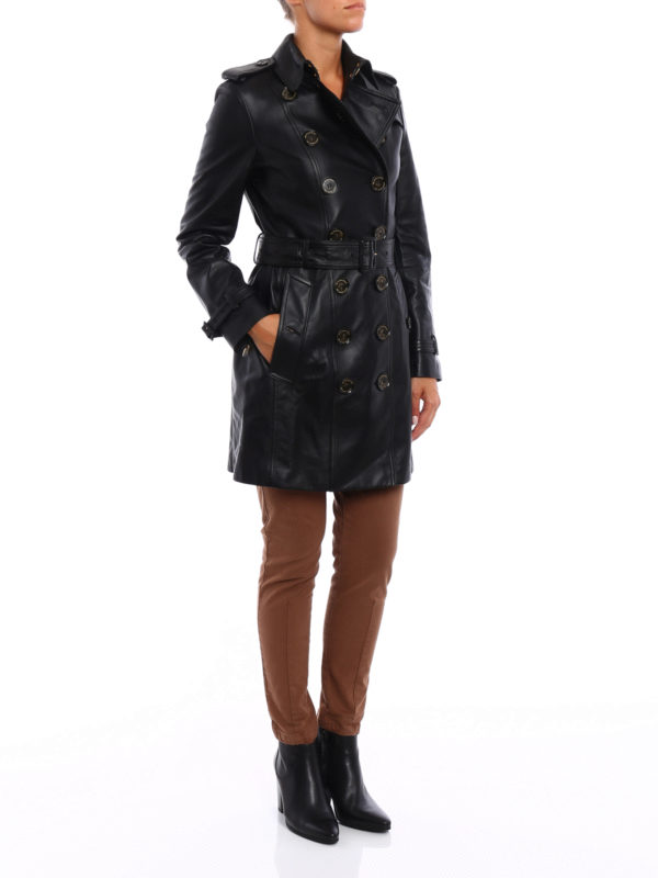BURBERRY: Ledermäntel online - Ledermantel - Schwarz