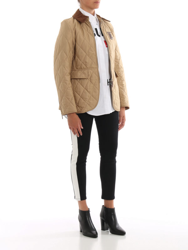 BURBERRY: padded jackets online - Logo patch padded riding jacket