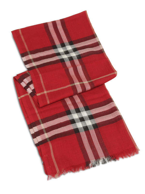 BURBERRY: scarves online - Check Wool Silk Scarf