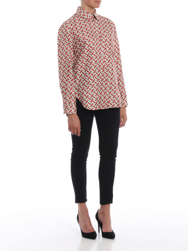 BURBERRY: shirts online - Godwit monogram print silk shirt