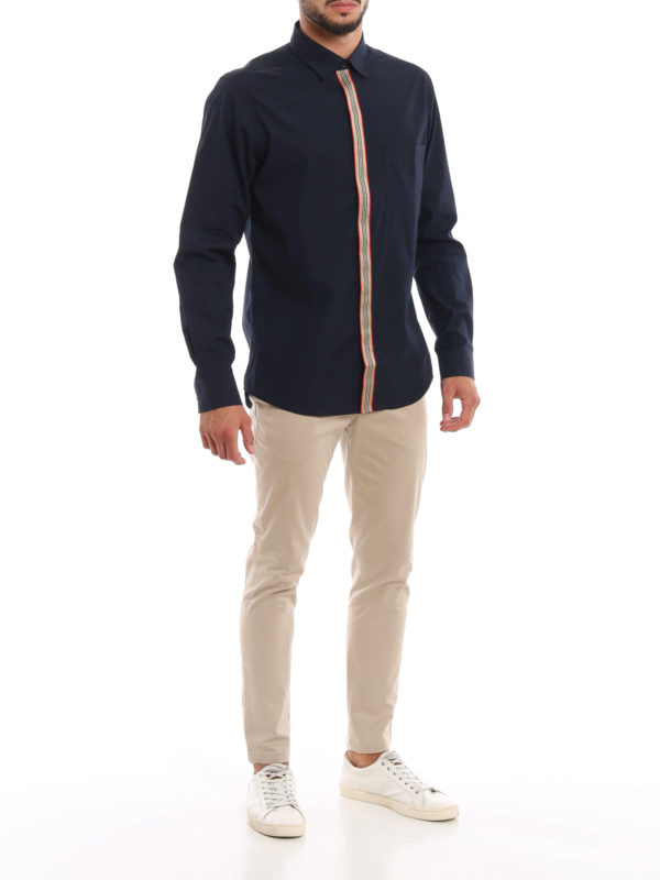 BURBERRY: shirts online - Silverton navy iconic stripe shirt