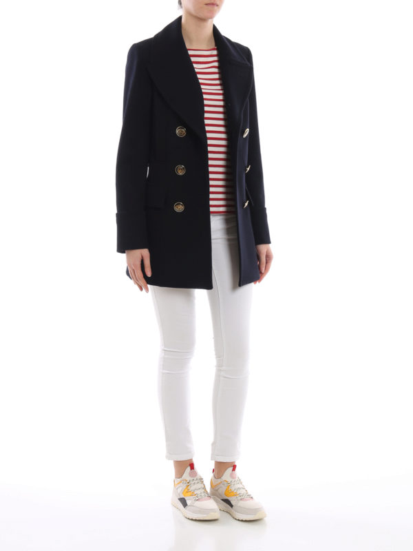 BURBERRY: short coats online - Tredegar wool cloth pea coat