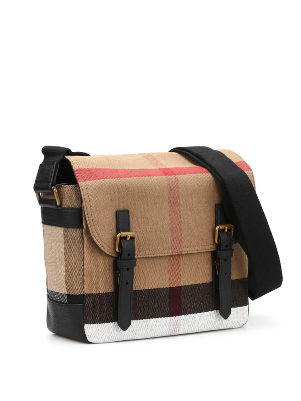 BURBERRY: shoulder bags online - Check canvas messenger