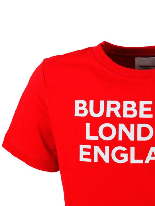 BURBERRY: t-shirts online - Burberry Kids geographic logo t-shirt in red
