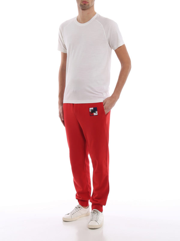 BURBERRY: tracksuit bottoms online - Munley red jogging pants